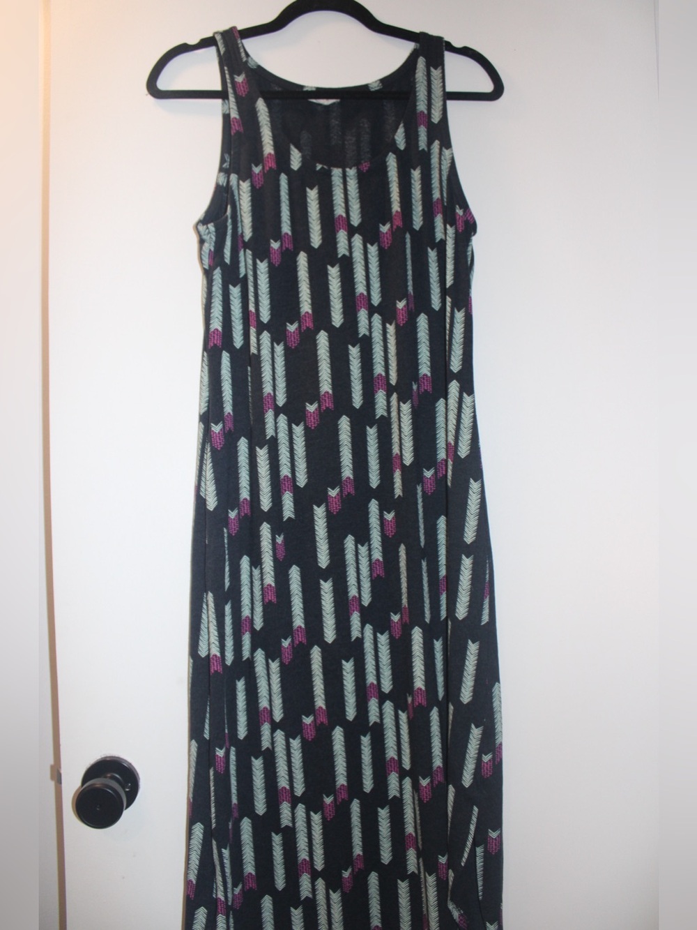 Synergy Organic Clothing Maxi Arrow Dress - Size Medium - Navy/Magenta